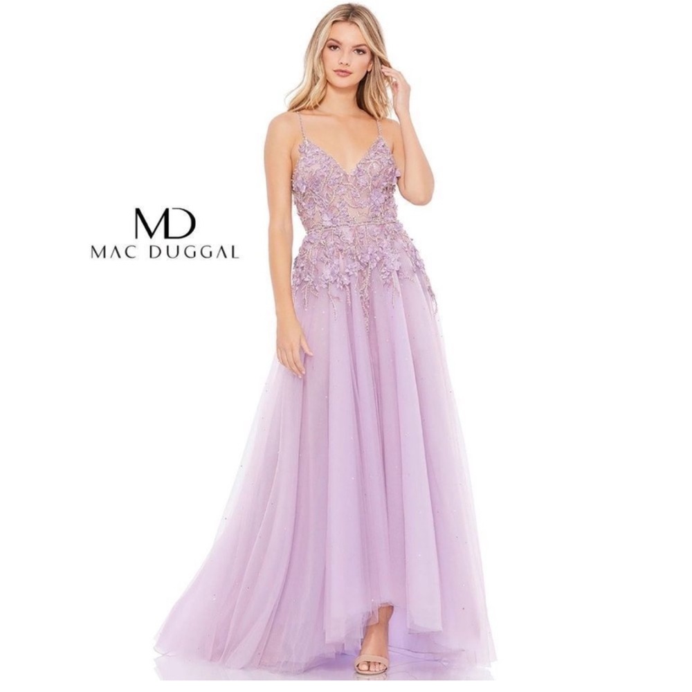 Mac Duggal 11207 lilac embellished purple floral rhinestone gown